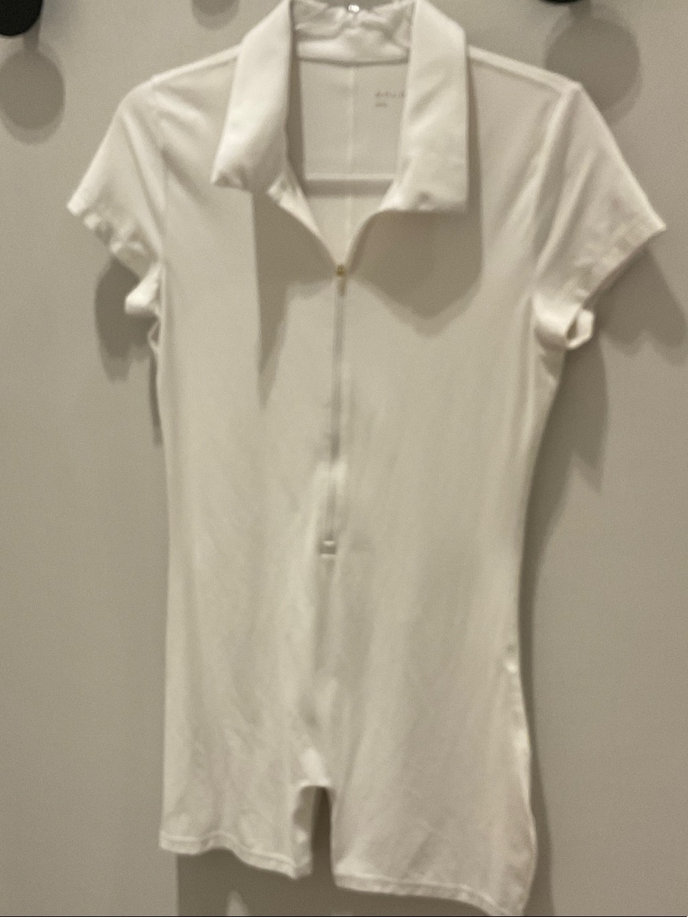 Aritzia White Short-Sleeve Zip Romper